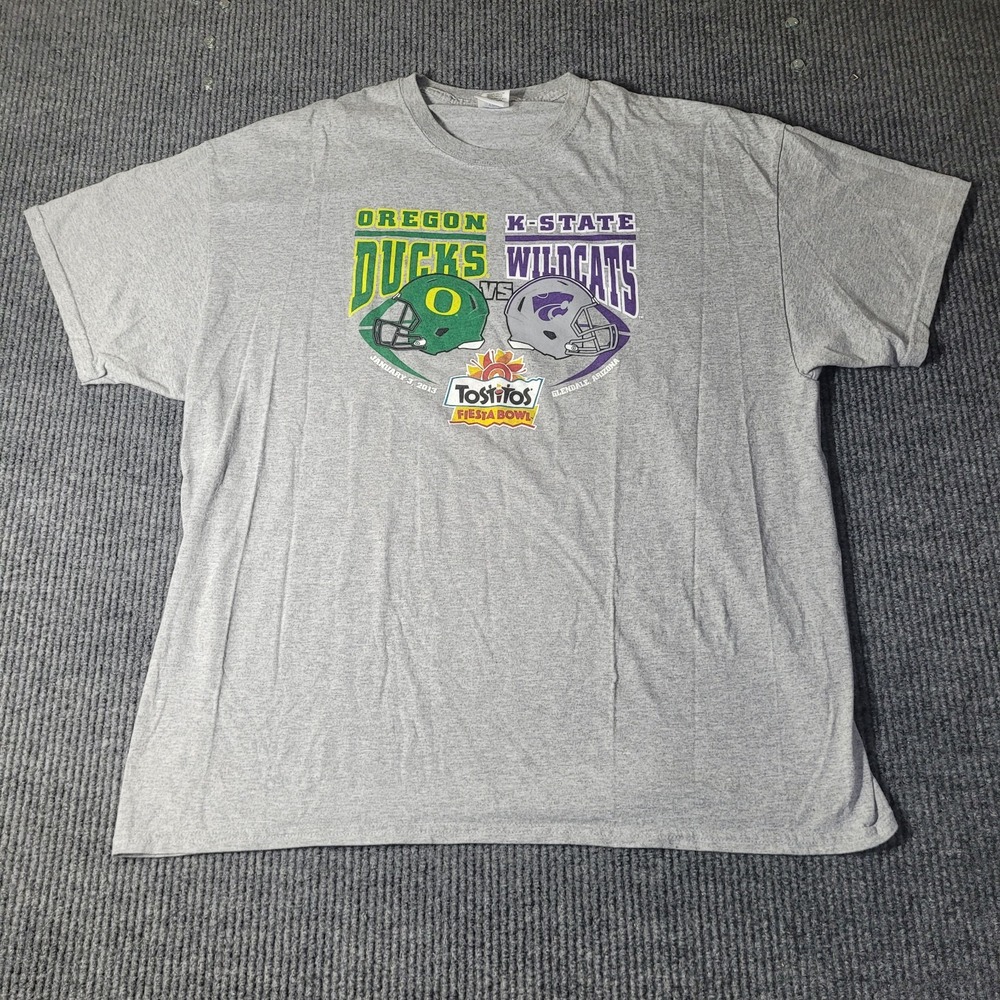 Oregon Ducks Kansas State Wildcats 2013 Gray Tostitos Fiesta Bowl‎ 2XL T-Shirt
